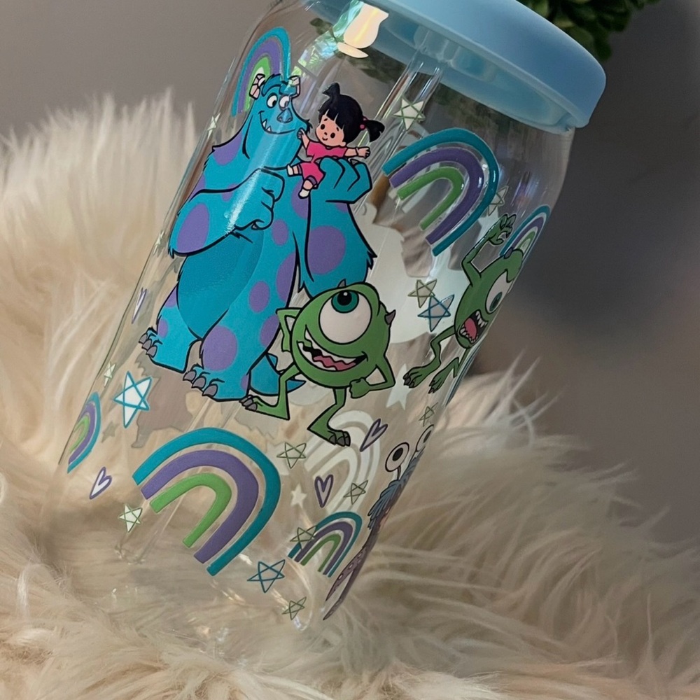 Disney’s Pixar Monsters, Inc. Glass Cup with Lid & Straw – 20 oz